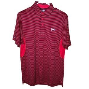 Under Armour Red Striped Polo Shirt M